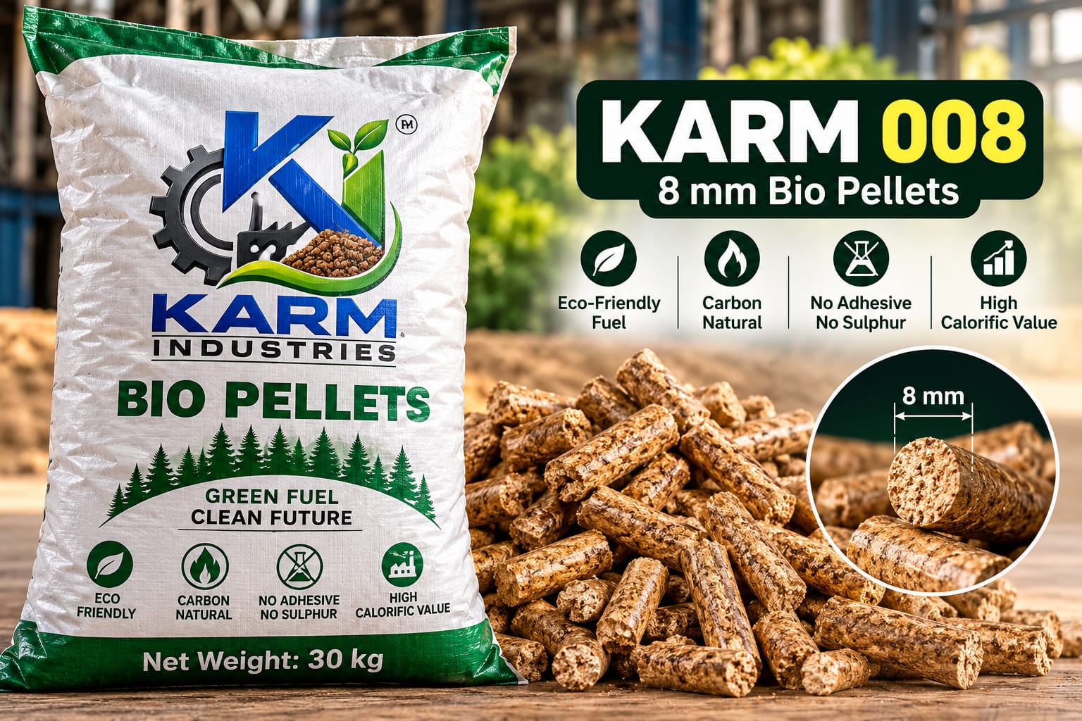 KARM 008 8 mm bio pellets by KARM INDUSTRIES